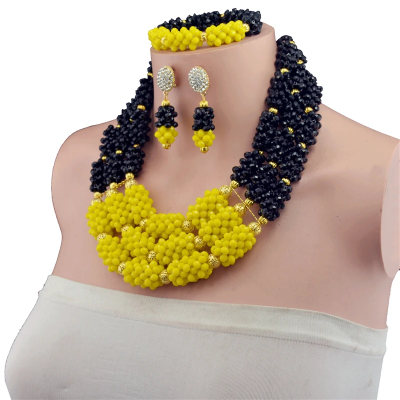 Модные африканские бусины ювелирные наборы Детские Желтые и черные хрустальные