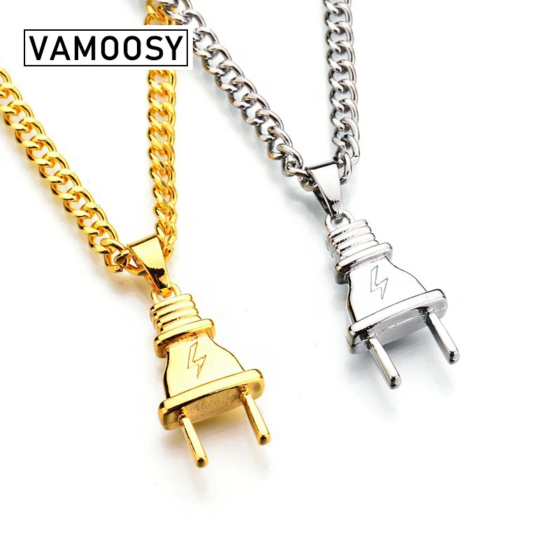 VAMOOSY 2018 новая мода золотой серебристый цвет электрическая вилка форма ожерелье с