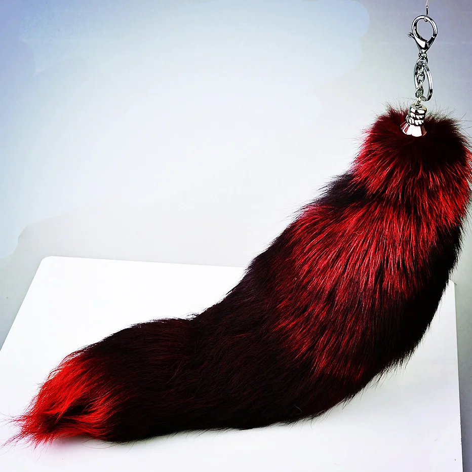 Новый Большой Красный настоящий брелок для ключей лисий хвост автомобиля|bag charm|fox