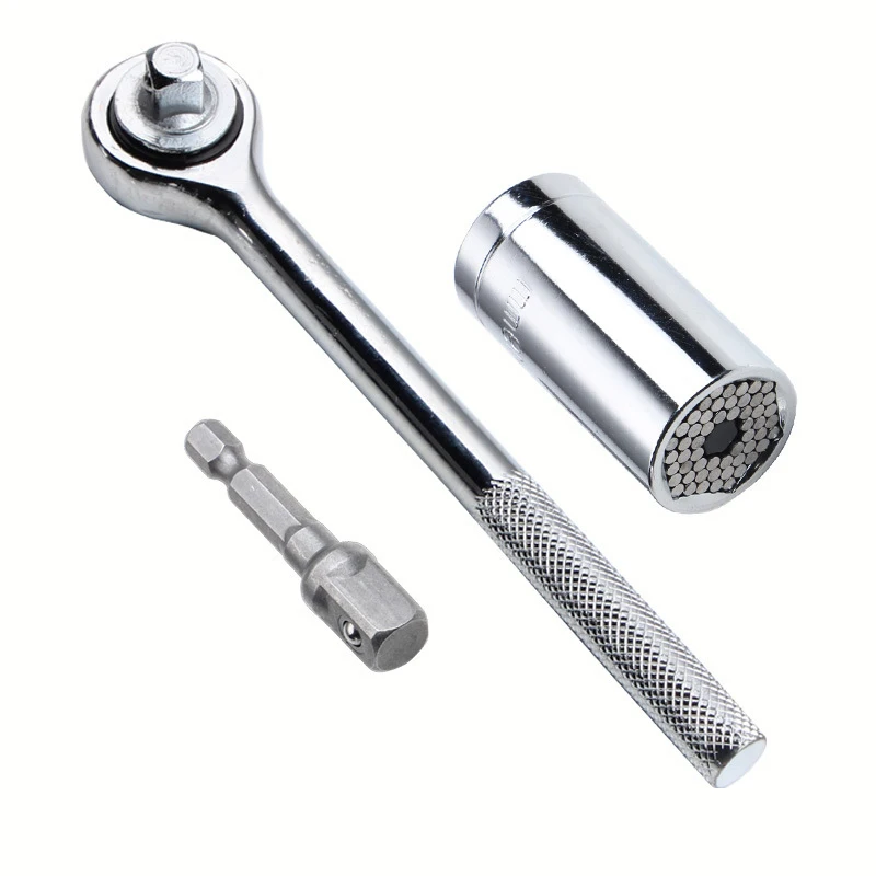 Spanner Grip Multi Function Universal Ratchet Socket 7-19mm Power Drill Adapter Car Hand Tools Repair Kit Wrench |