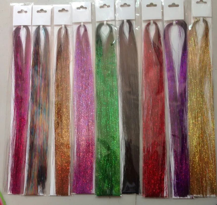 New Fashion 25bags/lot colorful Sparkle Party Hair Extensions 12 color Tinsel Laser LBL211