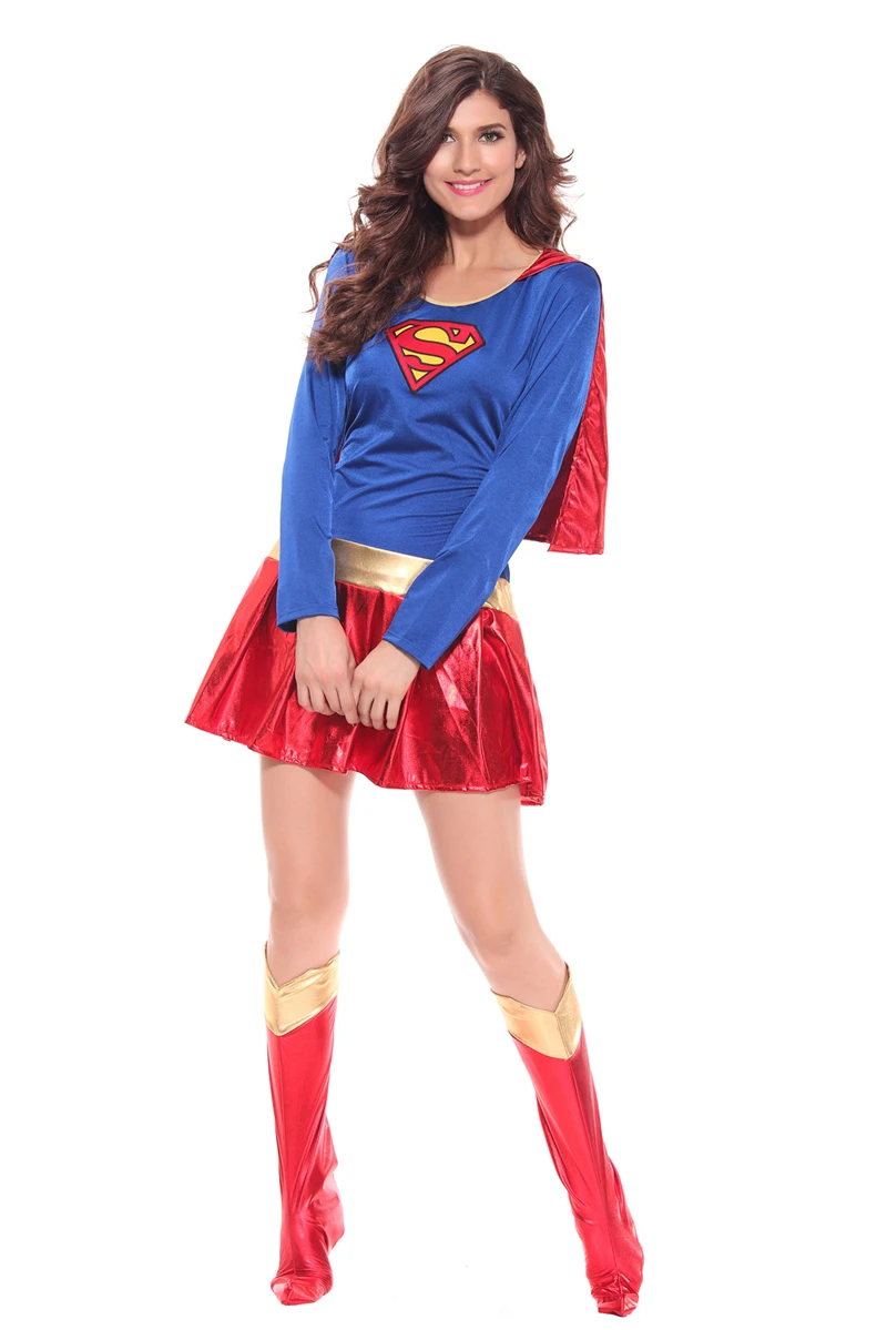 Женщина Супергерой взрослый костюм 1619 плюс Размеры Хэллоуин супер девушка Superwoman