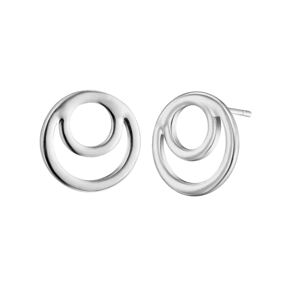 QIAMNI Double Round Geometric Circle Piercing Stud Earring Christmas Party Birthday Gift Jewelry Girl Women Men Charm Pendientes | Украшения