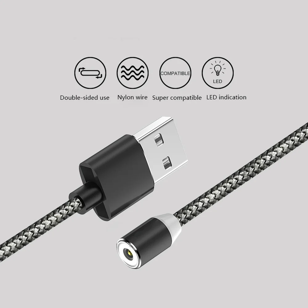 1 м Магнитный зарядный кабель Micro USB для Android магнитное зарядное устройство Type C