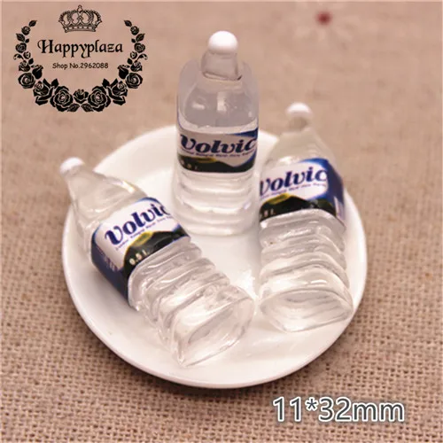 V square 10pcs 10 шт каваи Смола моделирование 3D Минеральная Бутылка Для Воды миниатюрный художественный плоский с оборота Кабошон DIY ремесло украшение, 10*30 мм - Цвет: V square 10pcs