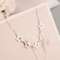 daisies pure 925 sterling silver connect 5 hollow stars necklaces pendant statement choker necklace for women collar