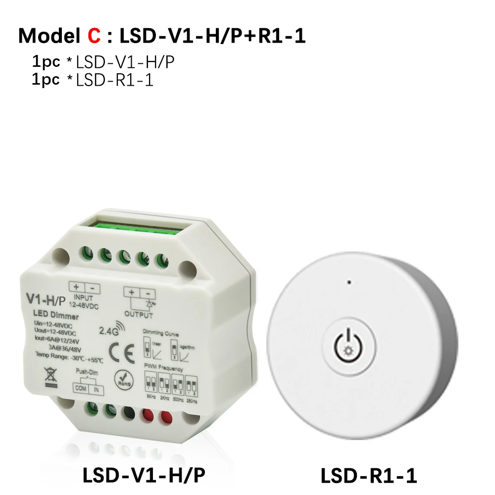 Светодиодный Dimmer12V 24V 36V 48V PWM беспроводной РЧ светодиодный диммер вкл. Выкл. С пультом дистанционного управления 2,4G wifi диммер для одноцветной светодиодной ленты светильник - Цвет: Model C