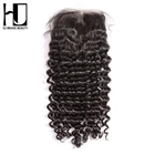 HJ WEAVE BEAUTY перуанские кружевные волосы с глубокой волной, 4x4, 100% человеческие волосы, бесплатная доставка