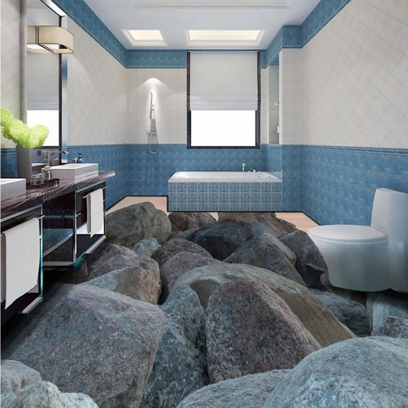 Free Shipping custom HD Stone 3D stereo self-adhesive floor decoration wallpaper square street corridor workplace mural | Обустройство