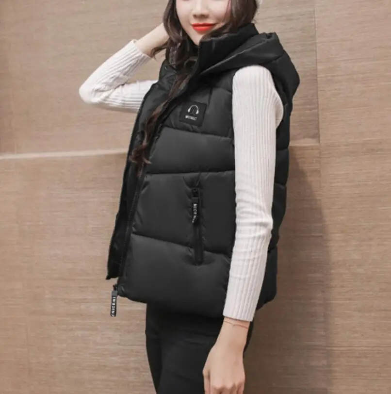 

New cotton vest autumn winter short vest Korean version hooded coat jacket female