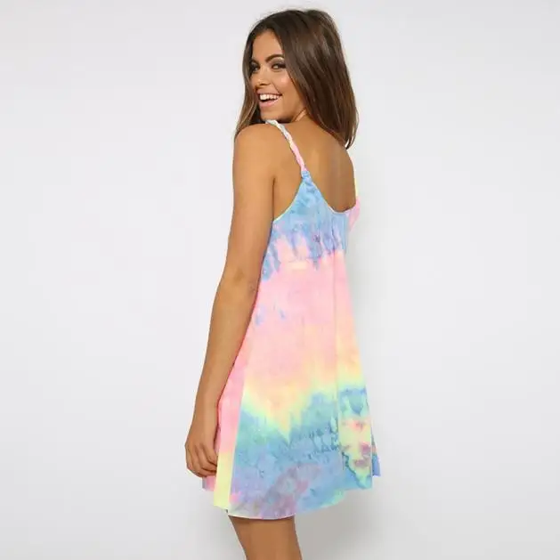 Женское свободное пляжное платье без рукавов с круглым вырезом elbiseleri vestidos de playa
