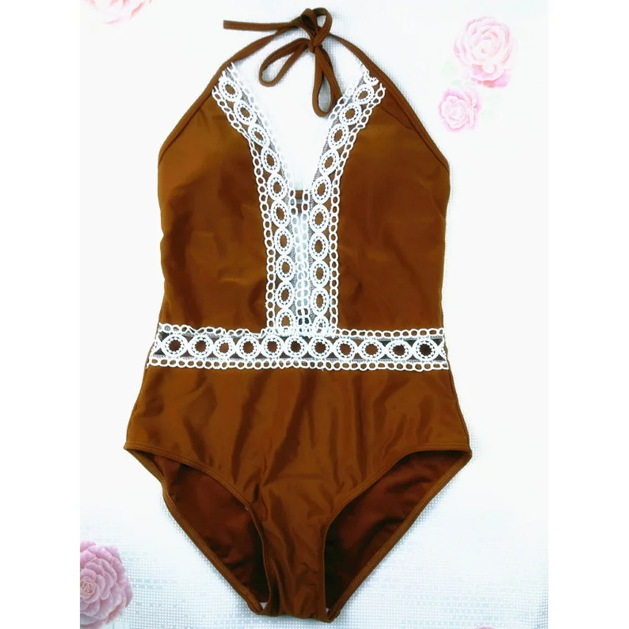 Новинка 2017 кружевной Цельный купальник женская одежда для плавания сексуальный