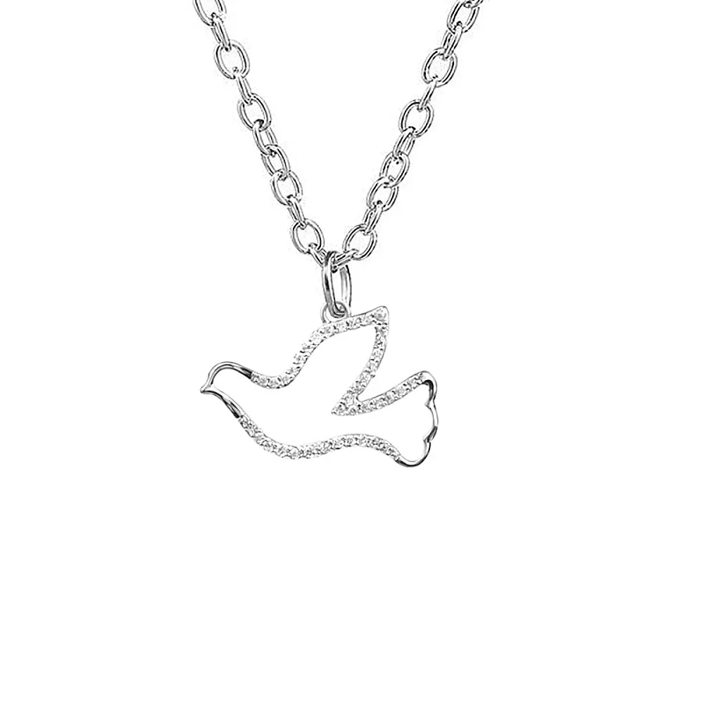 Новые модные серебряные ожерелья стразы из сплава с надписью Мир Голубя для