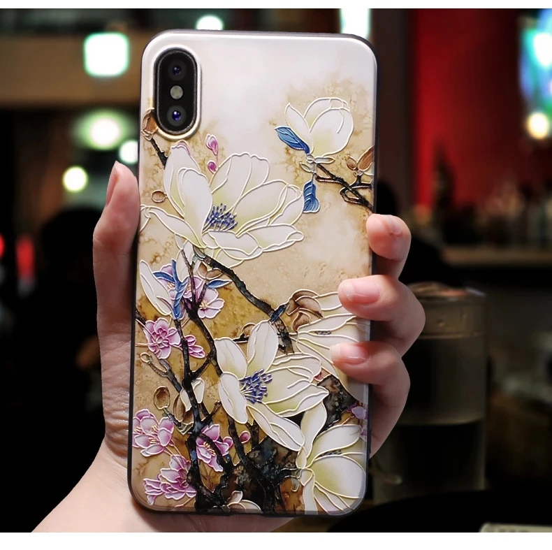 Чехол для iphone 7 8 8plus 7plus 11 Pro Max чехол для funda iphone 5 6 6 s 5 s 6s 5S se XR X XS Max 7 8 Plus чехол с черным цветком 3d