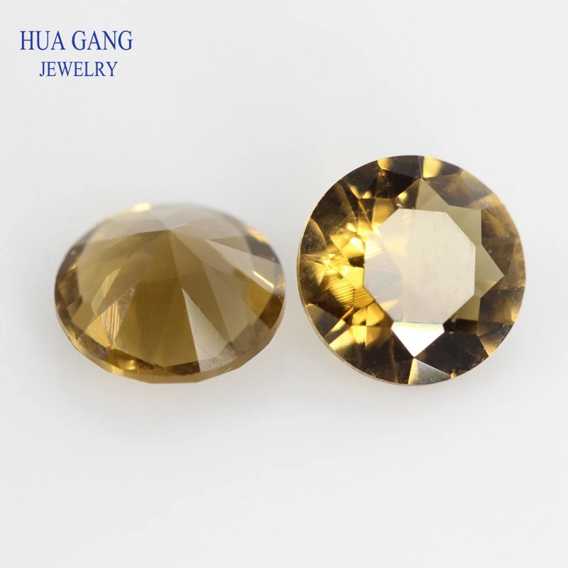 Free Shipping Size 1.0-12mm Color Coffee Round Shape Machine Cut Loose Glass Stone Synthetic Gems For Jewlry