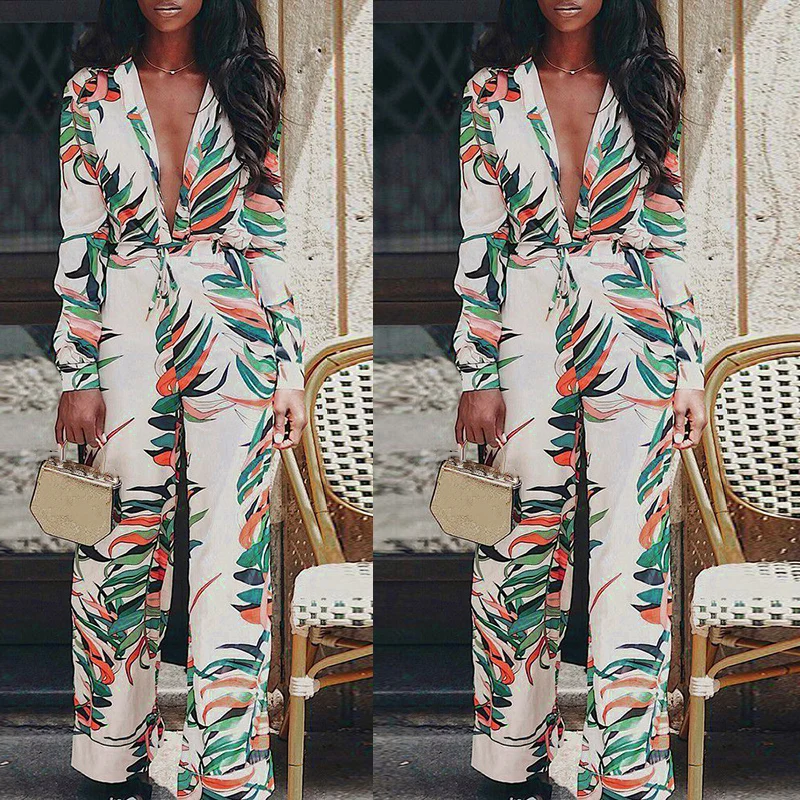 Женский Летний комбинезон для отдыха с глубоким v-образным вырезом повседневный