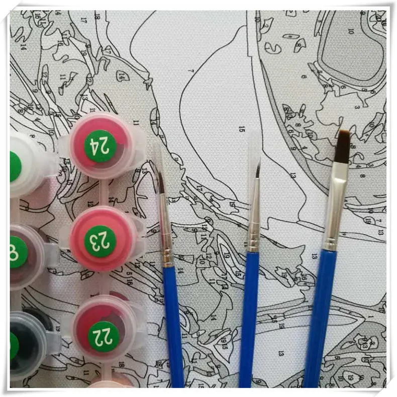 DIY Раскрашивание картинки по номерам живопись холст с каллиграфией для гостиной