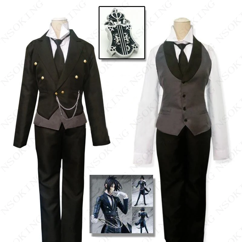 Anime Black Butler Kuroshitsuji Sebastian Michaelis swallow-tailed coat Cosplay Costume Custom made |