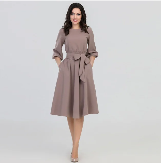 Multiflora осеннее винтажное женское платье трапециевидной формы с рукавом фонариком