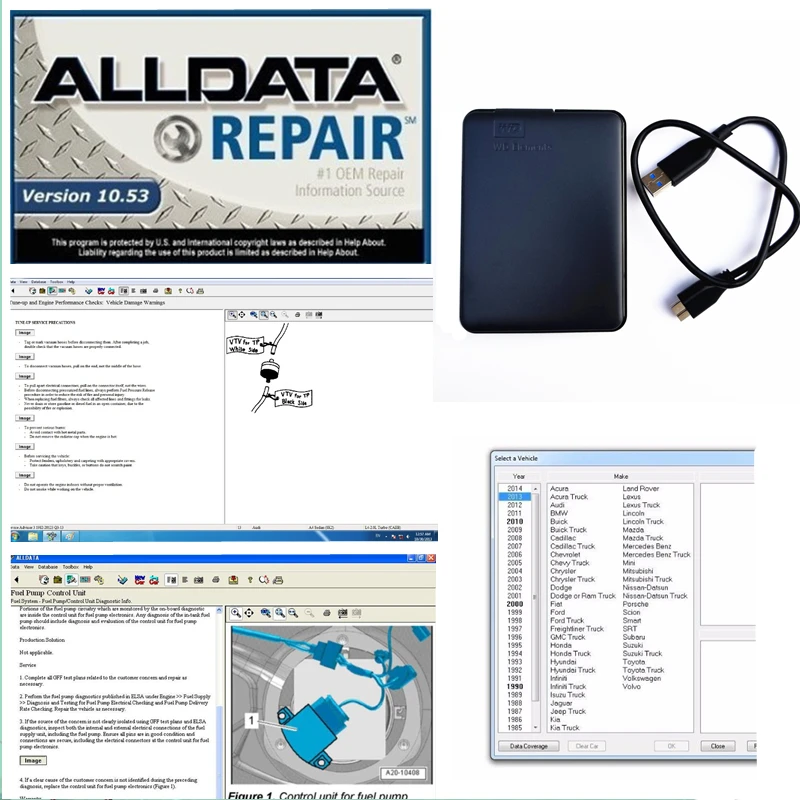 2021 Alldata программное обеспечение все 10 53 в 640 Гб HDD usb3.0 жесткий диск диагностические