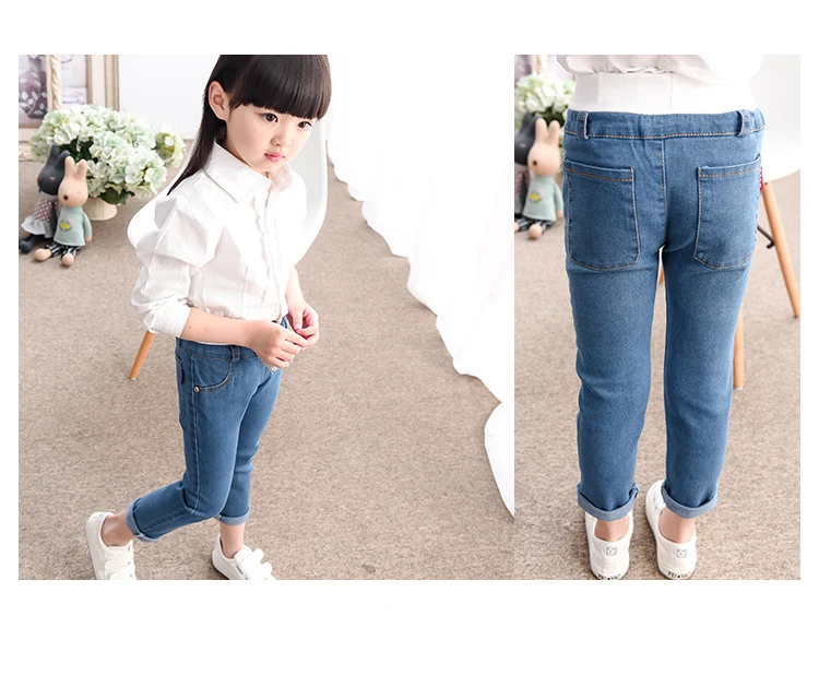 2016 джинсы для девочек на весну/осень детские джинсовые штаны маленьких мальчиков