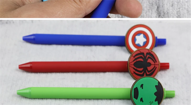 5 шт. каваи ручка Marvel гелевая ручка для школы милый мультфильм гелевая ручка 0,5 мм черные чернила ПВХ Мстители канцтовары оптом для детей