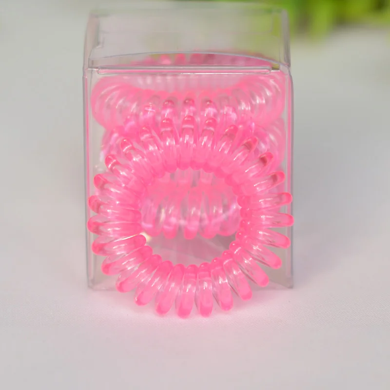 Телефонный провод спиральный непрозрачный резинки для волос в прозрачных цветах эластичные ленты девочек-аксессуары.