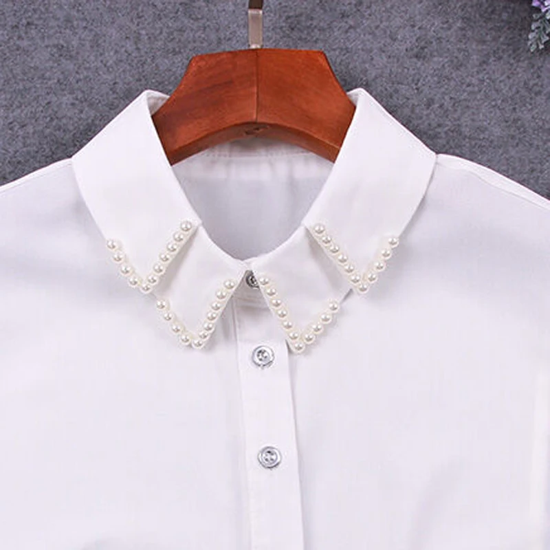 Новинка 2017 модный двухъярусный шифоновый воротник с жемчугом съемный накладной