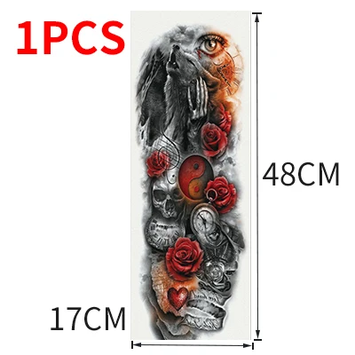 style 23-1pcs Временные татуировки наклейки для мужчин татуировки рукава тела рука Вспышка татуировки водонепроницаемые переводные наклейки череп цветок металлик татуировки - Цвет: style 23-1pcs