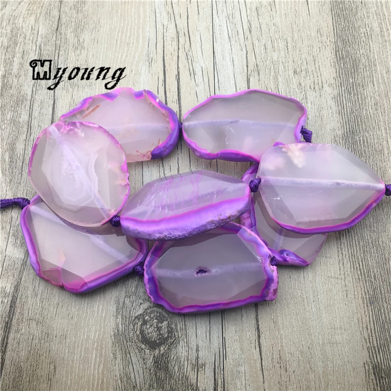 Freeform большой граненый фиолетовый агат кулон бусины MY1540