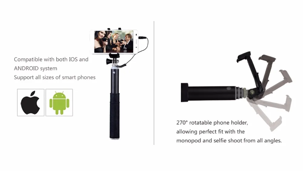 Новый материал более низкая цена кабель selfie палка для смартфонов популярный
