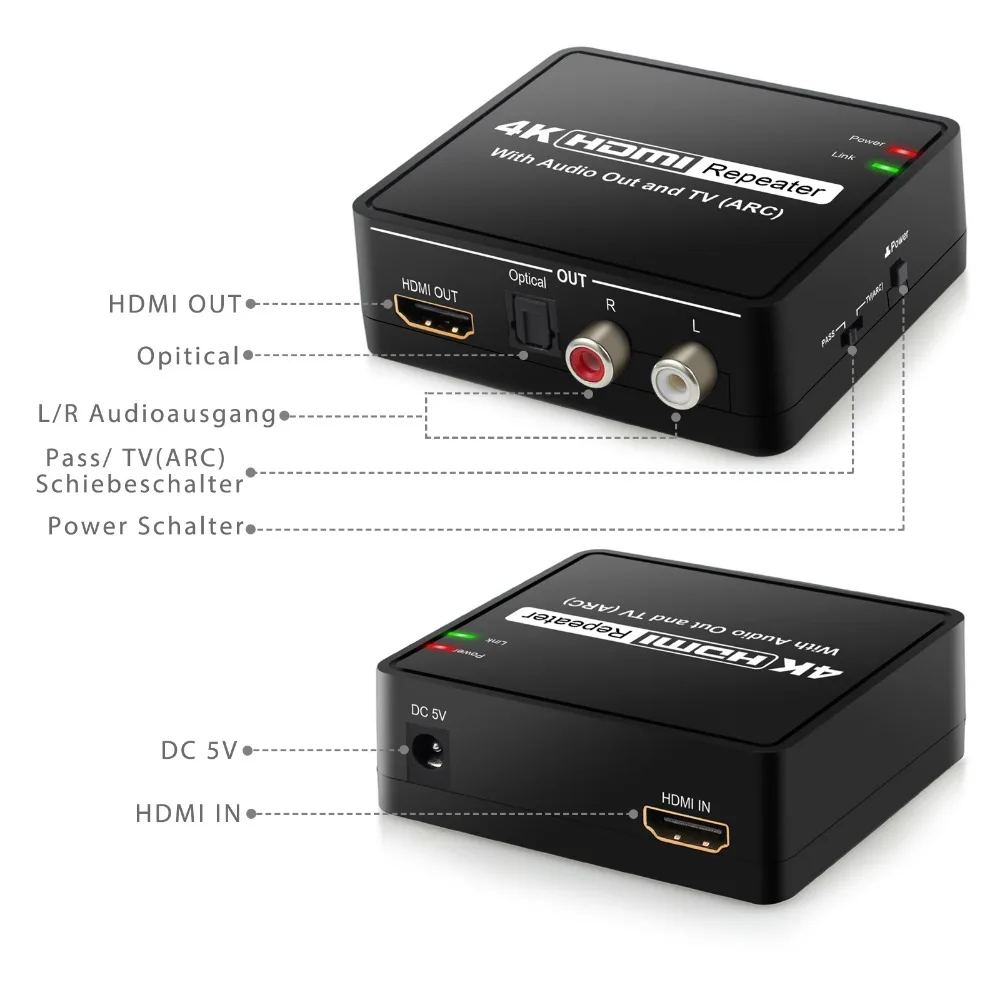 4K x 2K HDMI к HDMI и оптический TOSLINK SPDIF+ L/R стерео аудио экстрактор конвертер с функцией ARC HDMI аудио сплиттер