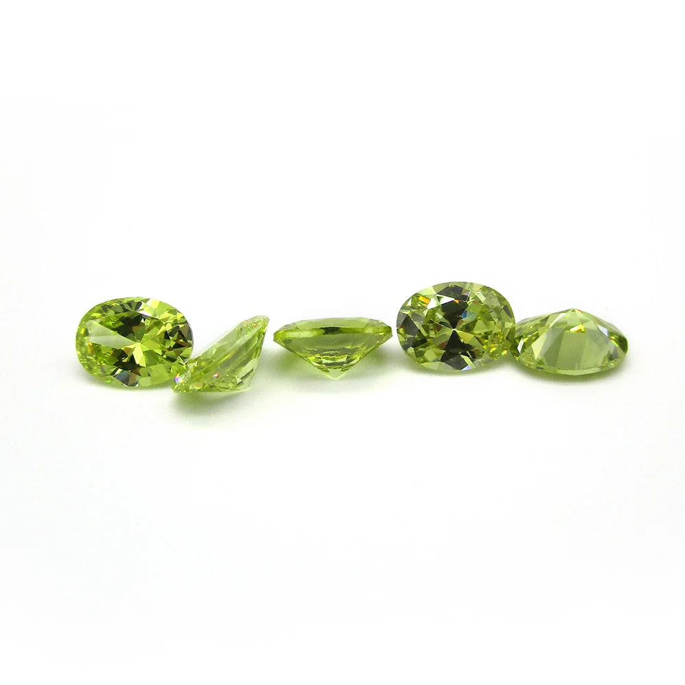 

50pcs/Lot 5A Quality CZ Stone 2x3~13x18mm Oval Shape Peridot Yellow Cubic Zirconia Synthetic Gems For DIY Jewelry