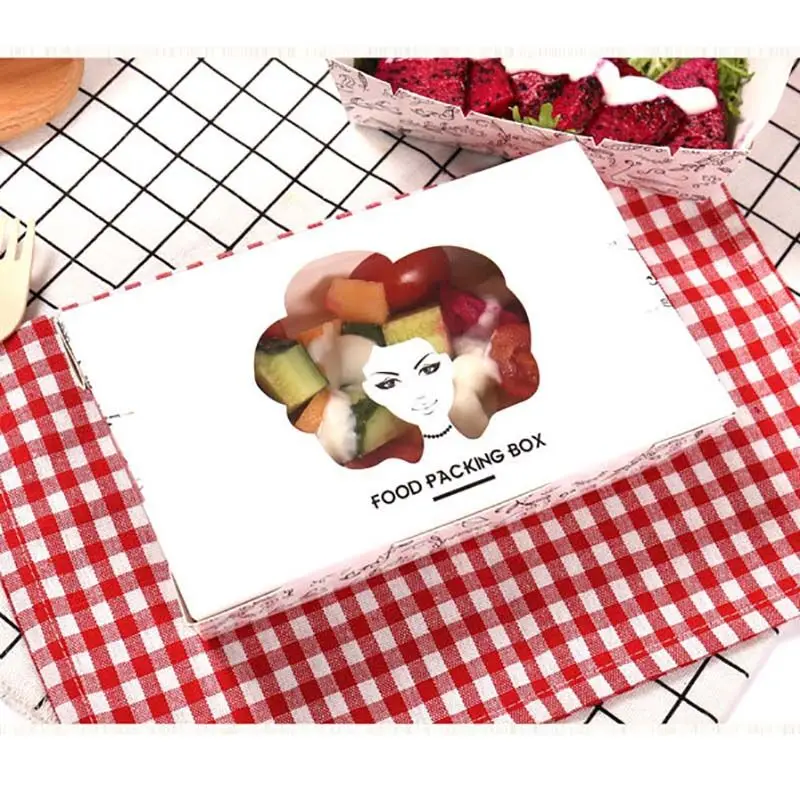 Одноразовый ланч салат коробка из водонепроницаемого картона 10 шт.|disposable lunch|salad