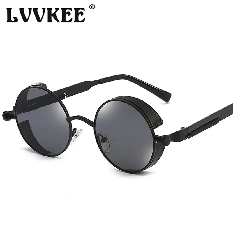 Металлические готические Круглые Солнцезащитные очки LVVKEE в стиле стимпанк для