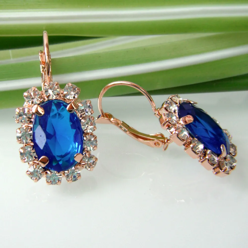 Серьги Navachi с синим кубическим Цирконом и желтым хрусталем бесплатная доставка