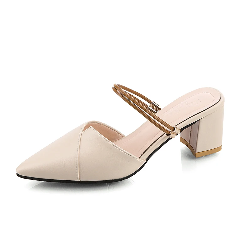 

2019 spring new hollow coarse sandals high-heeled shallow mouth pointed pumps shoes work shoes women Female sexy high heels