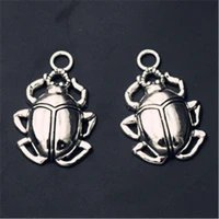 4pcs silver plated 3d metal beetle charm necklace bracelet diy fashion jewelry alloy pendants 3927mm a1015