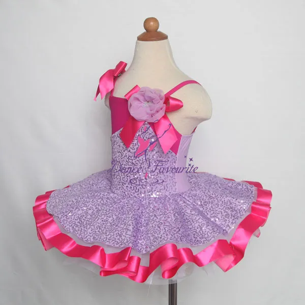 Lilac sequin Лиф из спандекса балетный костюм с пачкой для девочек детская балерина
