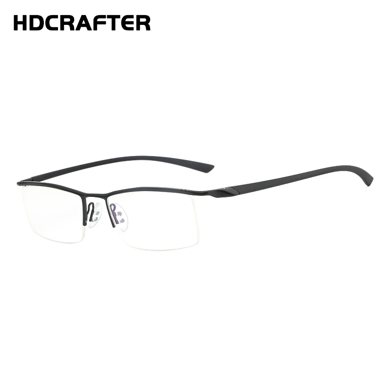 HDCRAFTER Модные оптические оправы металлические очки для мужчин стойки коммерческие очки половина рамки близорукость очки - Цвет оправы: black