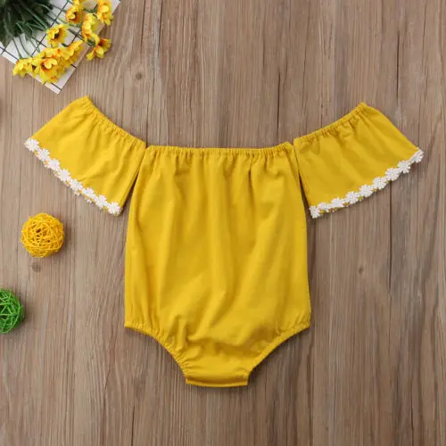 

Newborn Baby Girl Romper Floral fly sleeve solid jumpsuit outfit clothes 0-24m