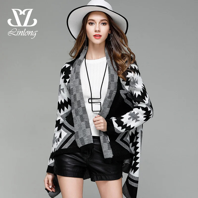 Кардиганы геометрический свободные свитера Кардиган в Корейском стиле верхняя