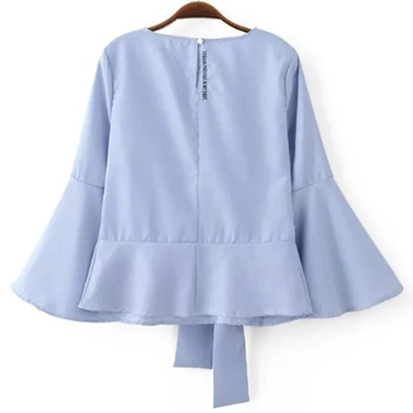 Женский Галстук Спереди Топ ярких цветов в полоску с вышивкой расклешенные