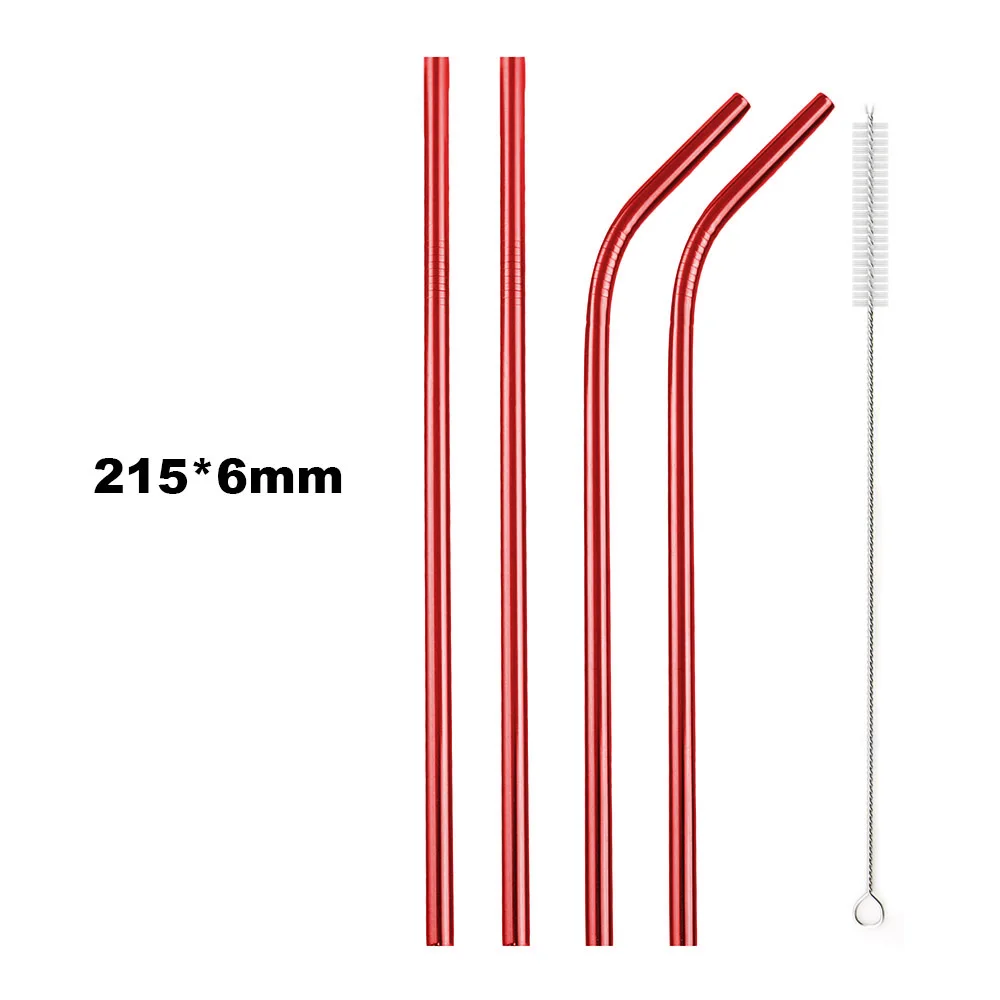 4Pcs Red 4/8 шт. металлическая соломинка, комплект с надписью «розовый», соломенная многоразовая соломенная 304 Нержавеющая сталь питьевой соломы с синтетические волосы для кружек 20/30 унций - Цвет: 4Pcs Red