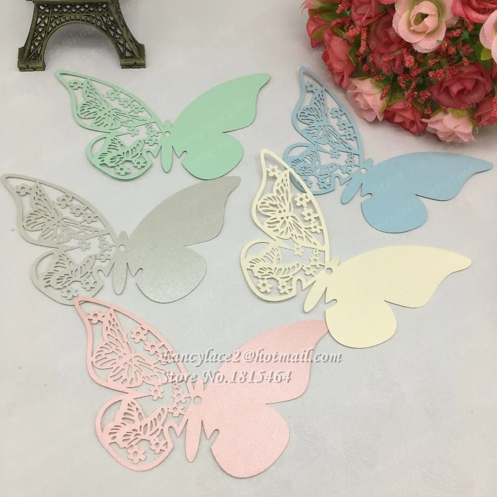 60 шт. бумажные карточки-бабочки с лентой | Дом и сад
