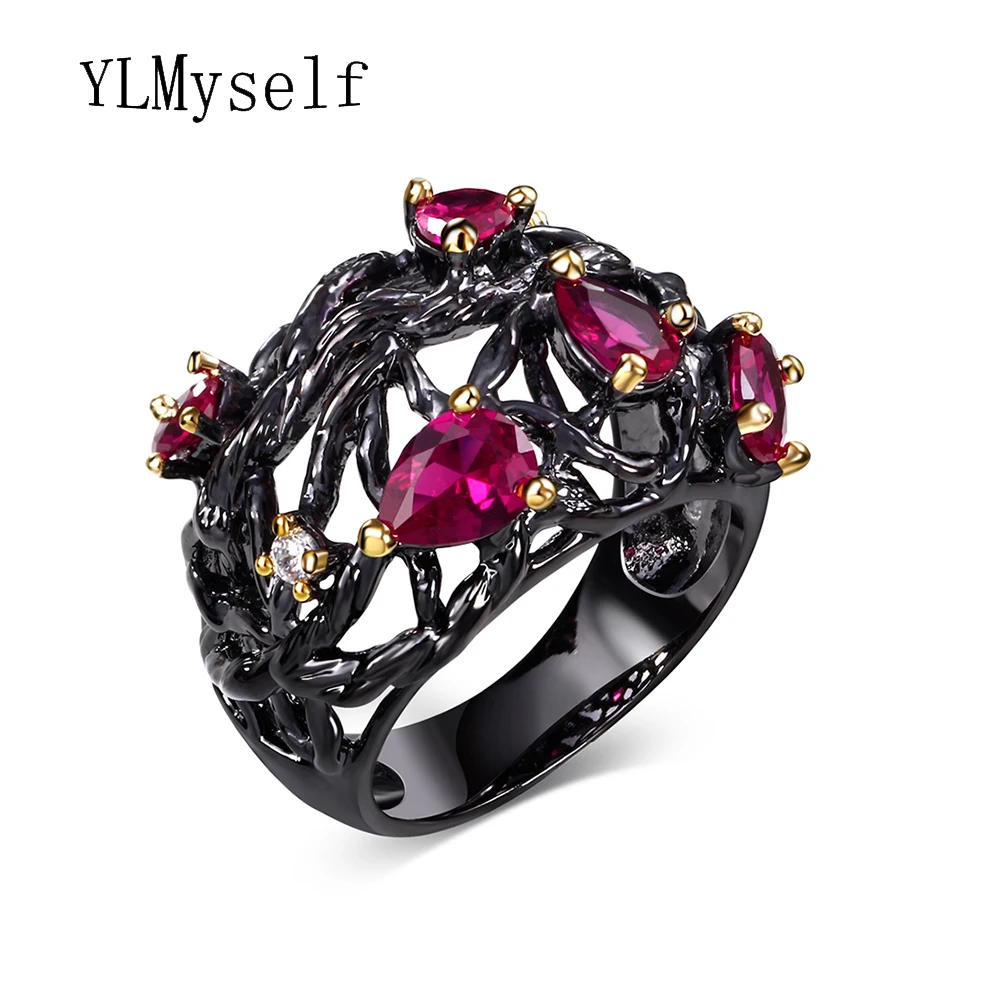 Новинка 2021 женское модное черное кольцо дропшиппинг Женское красное украшение в