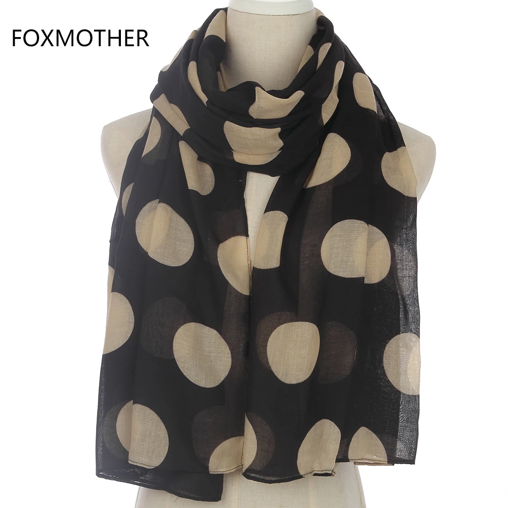 FOXMOTHER/Новый женский модный черный красный темно синий шарф в горошек|polka dot scarf|dot