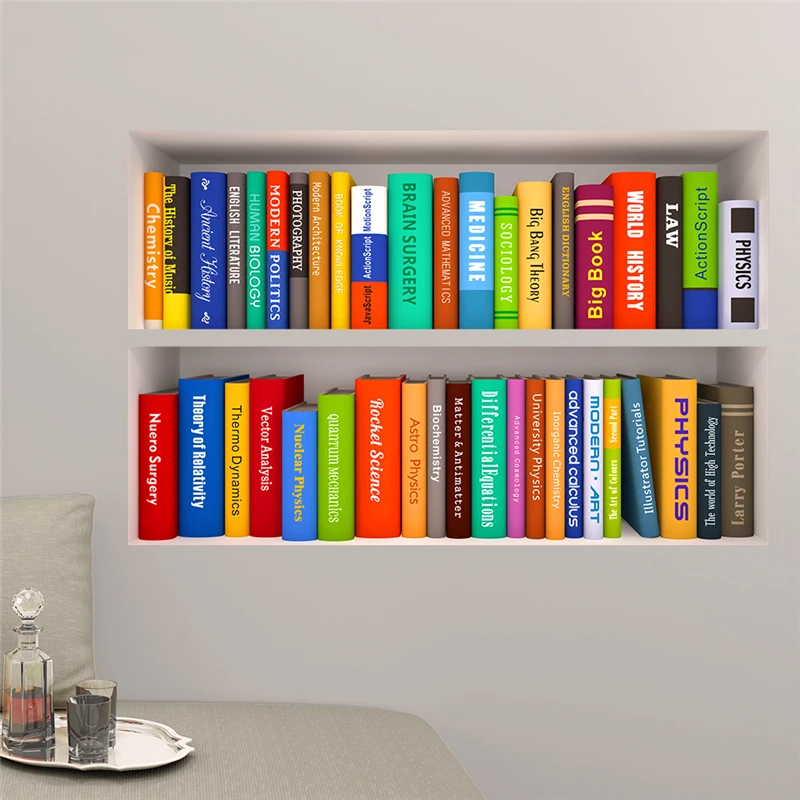 Настенная книжная полка с 3D эффектом наклейки для детской комнаты учебы