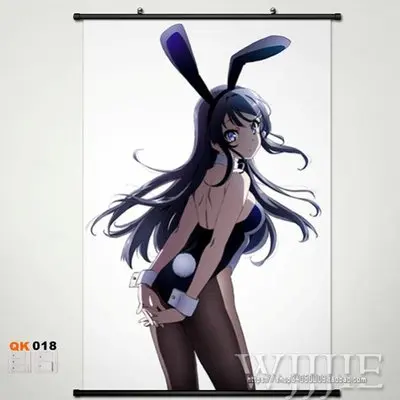 Домашний декор японский плакат стены прокрутки Rascal Sakurajima Mai Bunny Girl - Цвет: Светло-зеленый