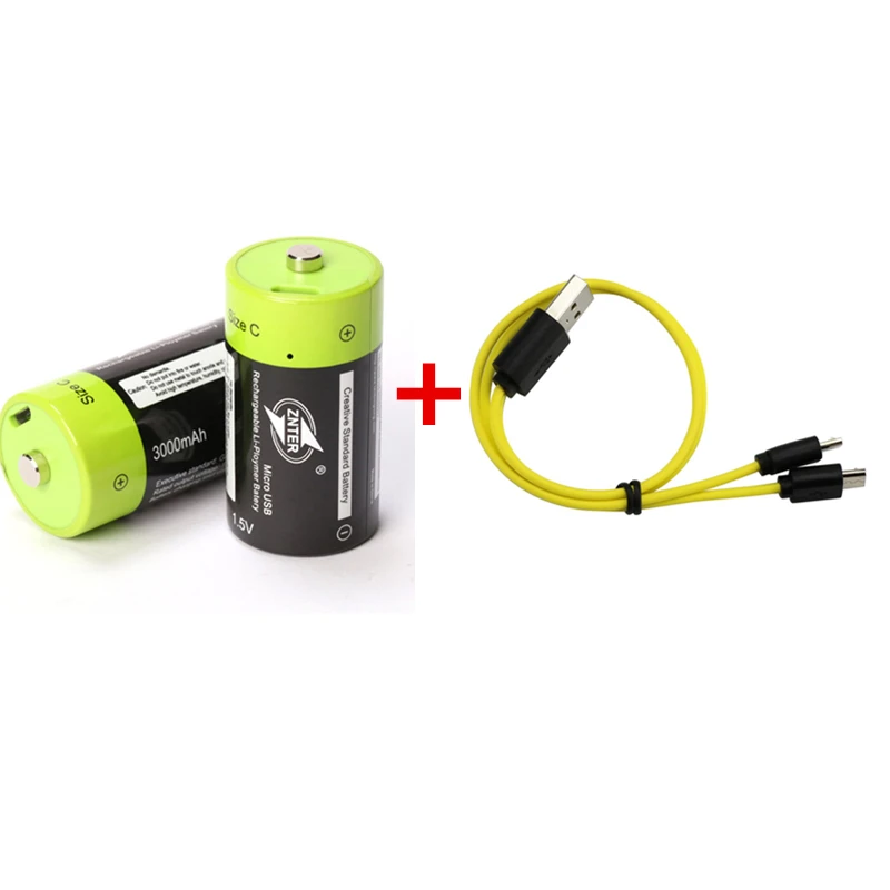 2pcs add USB cable 2 шт. ZNTER 1,5 в 3000 мАч батареи Перезаряжаемые Lipo+ Класс C Размеры Micro USB Batteria+ одна 1/2/4 зарядка через usb кабель - Цвет: 2pcs add USB cable